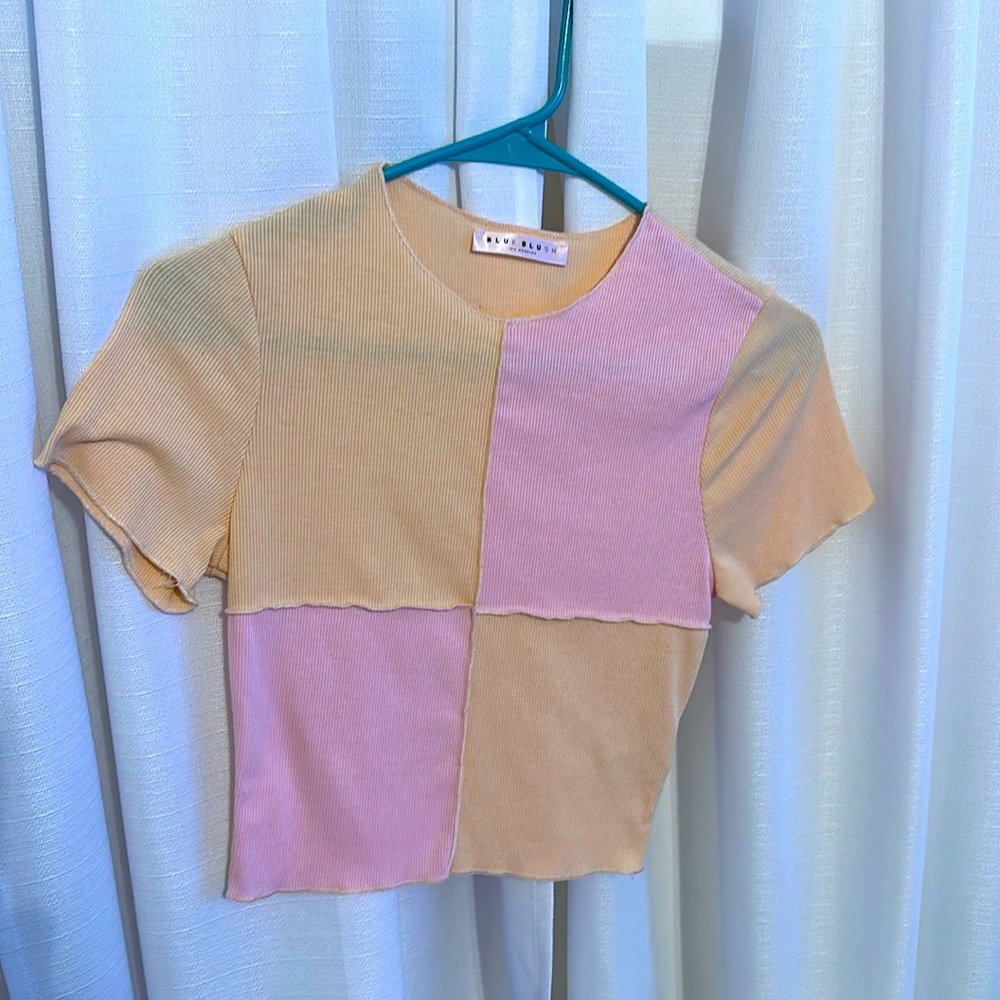 Blue blush pink/peach shirt! Worn once! Like new!